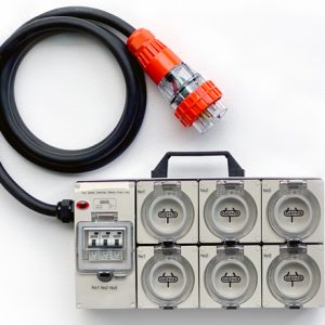 Rent 3-Phase 32A 6-socket Distribution Board Red Brick Studios Brisbane